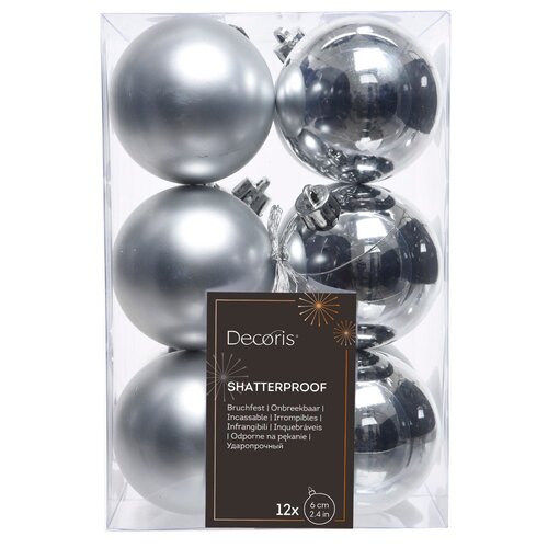 Decoris kunststof kerstballen zilver - D 6 cm