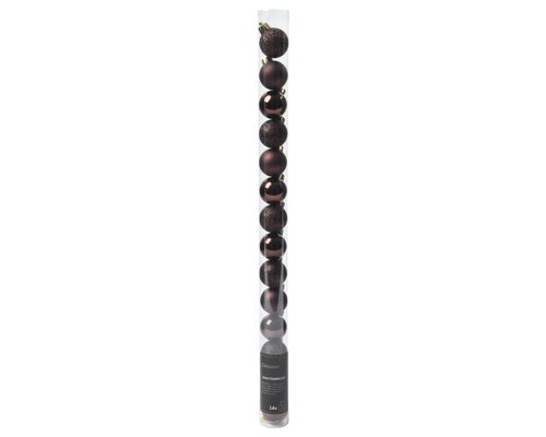 Decoris kunststof kerstballen zwarte truffel - D 3 cm