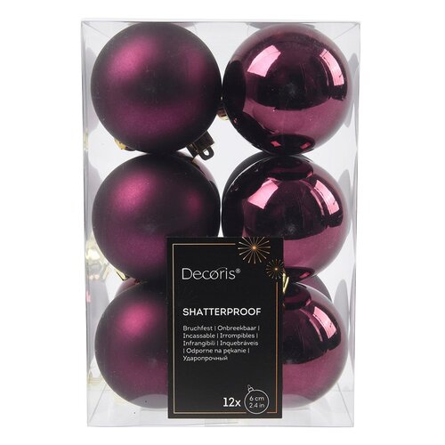 Decoris kunststof kerstballen zwarte truffel - D 6 cm