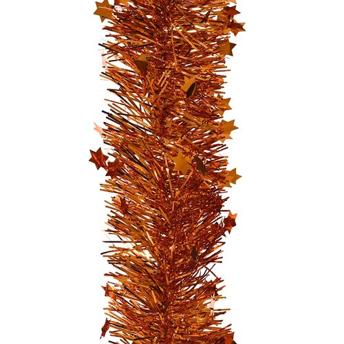 Decoris lametta guirlande met sterretjes warme cider - D 9 x H 270 cm