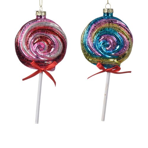 Decoris lolly hanger glas assortie - L 8,3 x B 3,5 x H 18 cm
