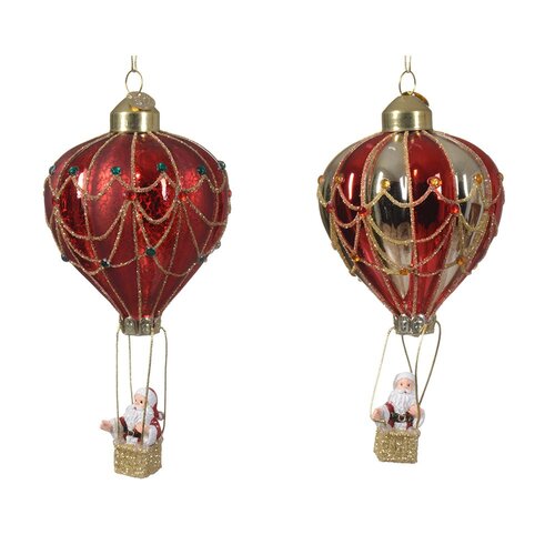 Decoris luchtballon hanger glas assortie - D 7,5 x H 14 cm
