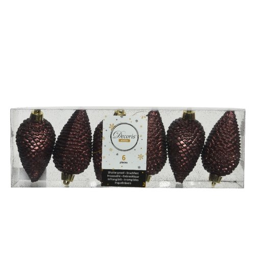 Decoris ornament dennenappel mahonie - D 4,5 x H 8 cm