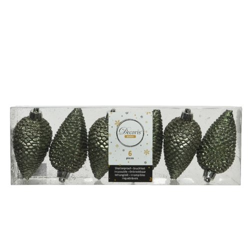 Decoris ornament dennenappel mosgroen - D 4,5 x H 8 cm