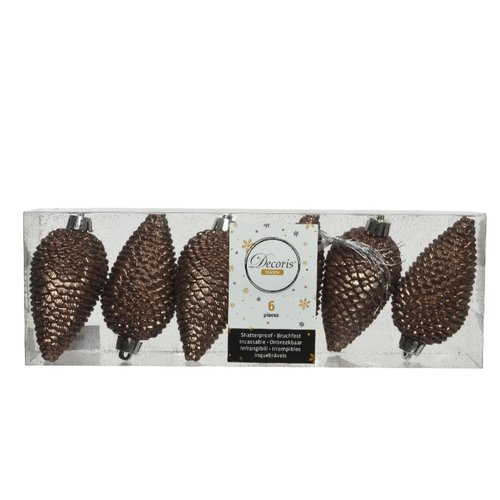 Decoris ornament dennenappel walnoot - D 4,5 x H 8 cm