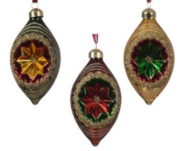 Decoris ornament glas assortie - L 6,5 x B 6,5 x H 11 cm