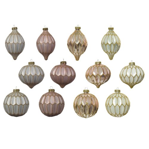 Decoris Ornament glas glitter rims 12ass