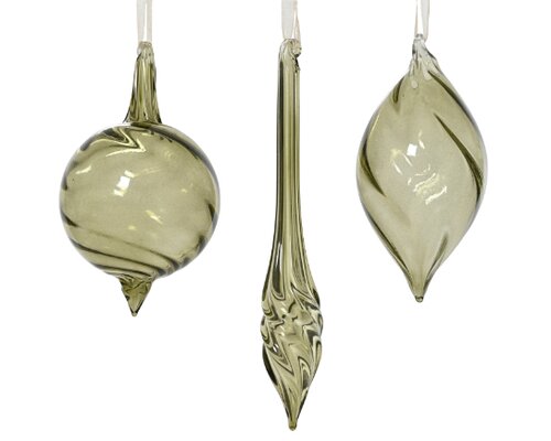 Decoris ornament glas  rosemarijn - D 6,5 x H 13,5 cm
