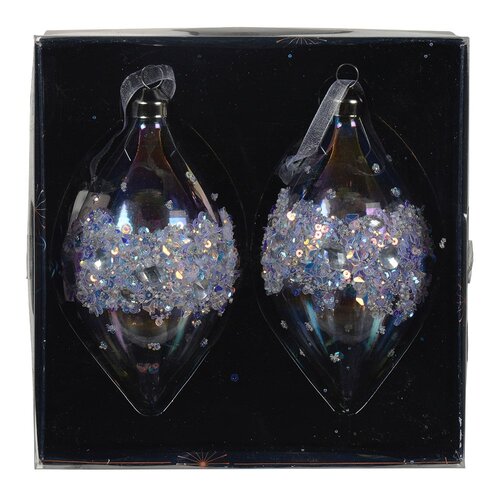 Decoris ornament hanger glas transparant/iris - B 6 x H 12 cm