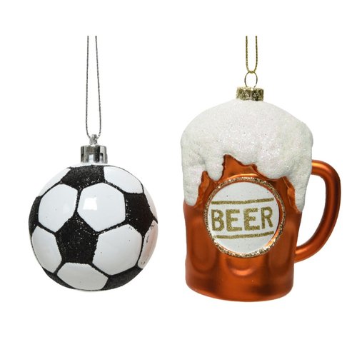 Decoris Ornament kunststof voetbal/bierpul
