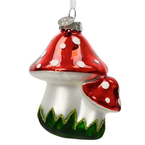 Decoris paddenstoel hanger glas multi - D 7 x H 7,5 cm