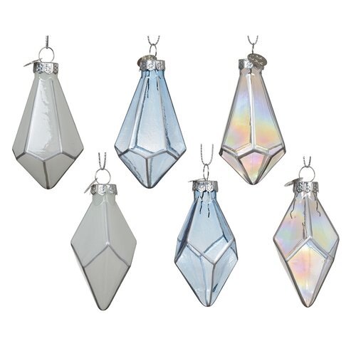 Decoris pegel hanger glas assortie - L 4 x B 4 x H 7,5 cm
