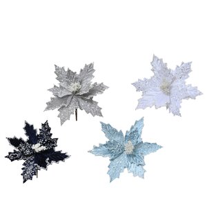 Decoris poinsettia op clip  assortie - D 24 x H 14 cm