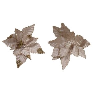 Decoris poinsettia op clip champagne - D 30 x H 4 cm