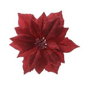 Decoris poinsettia op clip  rood - L 24 x B 24 x H 7 cm