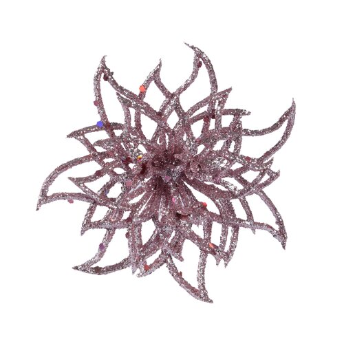 Decoris poinsettia op clip roze - D 13,5 x H 5 cm