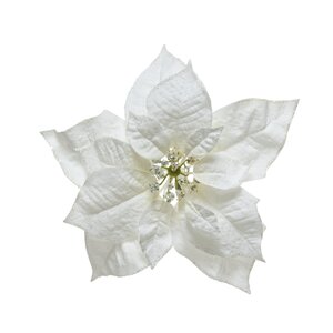 Decoris poinsettia op clip  wit - L 24 x B 24 x H 7 cm