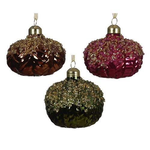 Decoris pompoen hanger glas assortie - D 8 cm