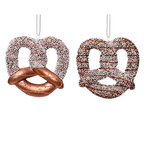 Decoris pretzel hanger kunststof assortie - L 10,2 x B 2,5 x H 10,5 cm