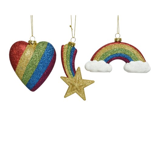 Decoris regenboog hanger kunststof assortie - L 11,8 x B 2,9 x H 5,3 cm