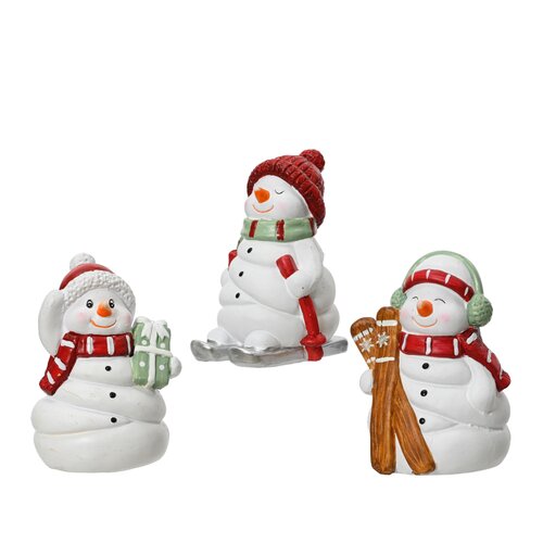 Decoris Sneeuwpop terracotta  wit/kleur(en) - L 9,3 x B 8,4 x H 12,8 cm
