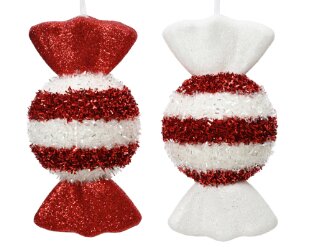 Decoris Snoep foam  rood/wit - L 7 x B 7 x H 15 cm