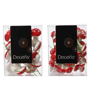 Decoris steker paddenstoel rood/wit - D 3 x H 4 cm