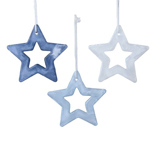 Decoris ster hanger glas assortie - L 8,6 x B 0,5 x H 8,4 cm