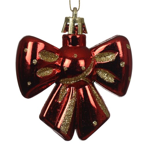 Decoris strik hanger kunststof kerstrood - L 2,5 x B 6 x H 6 cm