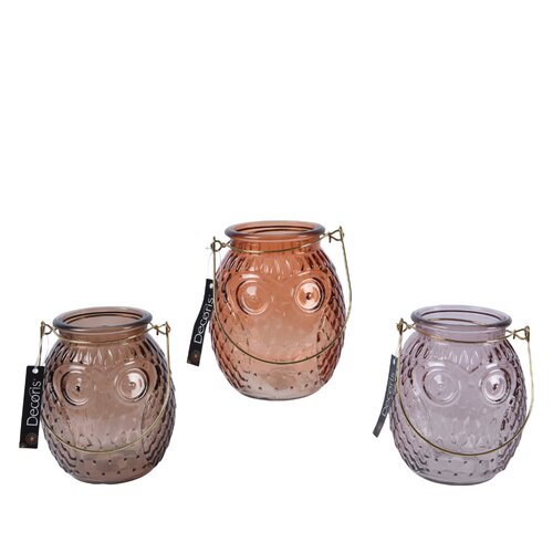 Decoris Theelichthouder glas assortie - D 9,5 x H 11,5 cm