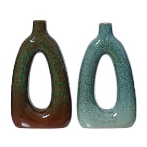 Decoris Vaas porselein assortie - L 18,5 x B 6,8 x H 32 cm