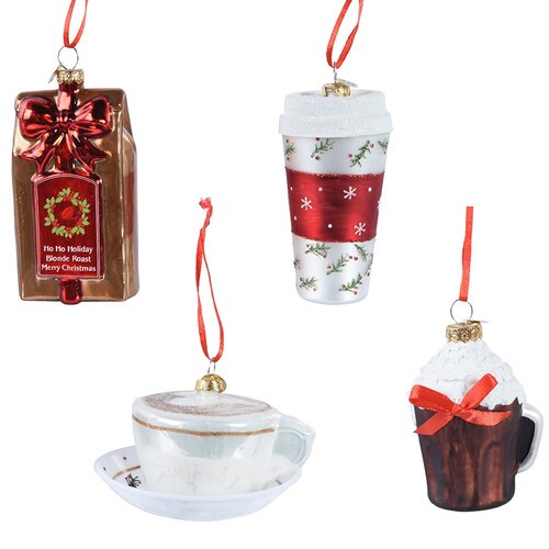Decoris warme drank hanger glas assortie - L 5,5 x B 5,5 x H 10 cm