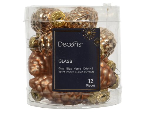 Dennenappel glas d2.5h6c brndy 12st - afbeelding 1