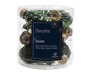 dennenappel glas d2.5h6cm d.grn 12st - afbeelding 1