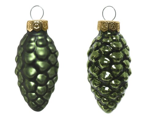 dennenappel glas d2.5h6cm d.grn 12st - afbeelding 2
