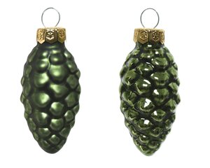 dennenappel glas d2.5h6cm d.grn 12st - afbeelding 2