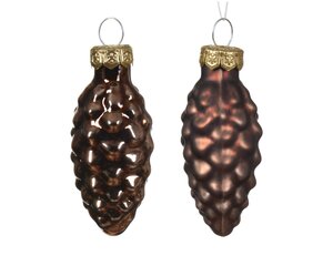 dennenappel glas d2.5h6cm espresso 12st - afbeelding 2