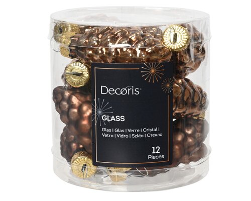 dennenappel glas d2.5h6cm espresso 12st - afbeelding 1