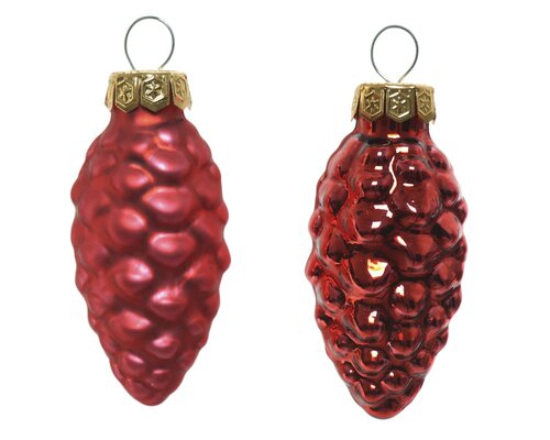 dennenappel glas d2.5h6cm kerstrood 12st - afbeelding 2