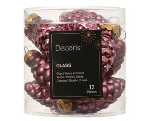 Dennenappel glas - D2,5xH6cm Donkerroze 12 stuks - afbeelding 1