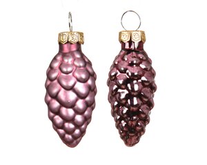 Dennenappel glas - D2,5xH6cm Donkerroze 12 stuks - afbeelding 2