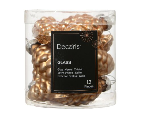 Dennenappel glas - D2,5xH6cm Karamelbruin 12 stuks - afbeelding 2