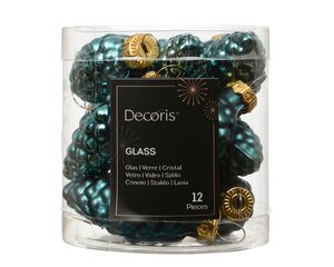Dennenappel glas - D2,5xH6cm Smaragdgroen 12 stuks - afbeelding 1