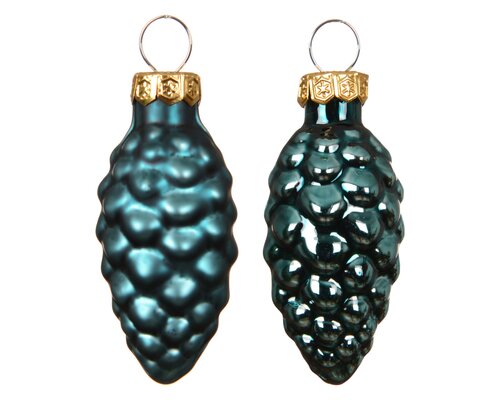 Dennenappel glas - D2,5xH6cm Smaragdgroen 12 stuks - afbeelding 2
