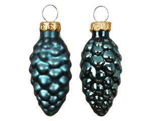 Dennenappel glas - D2,5xH6cm Smaragdgroen 12 stuks - afbeelding 2