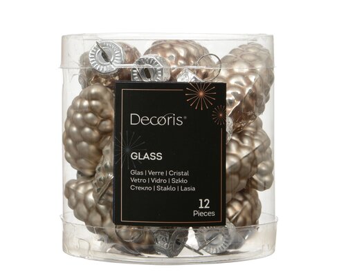 Dennenappel glas - D2,5xH6cm Smokey parel 12 stuks - afbeelding 1
