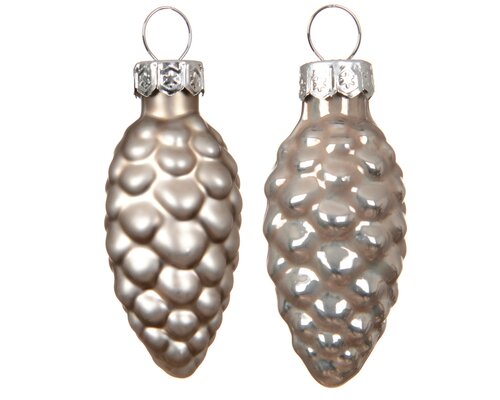 Dennenappel glas - D2,5xH6cm Smokey parel 12 stuks - afbeelding 2