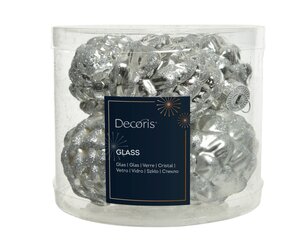dennenappel glas d5h7cm zilver 6st - afbeelding 1