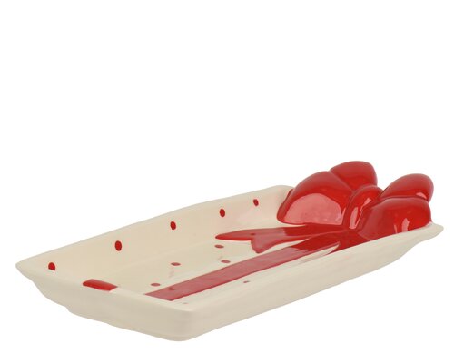 Dienblad dolomiet - L31,7xB13,5cm Rood/wit - afbeelding 1