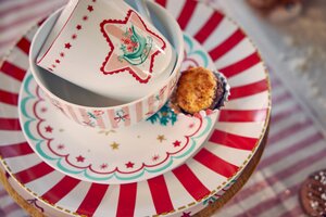 Dinerbord porselein - D26,8cm Wit/rood - afbeelding 2